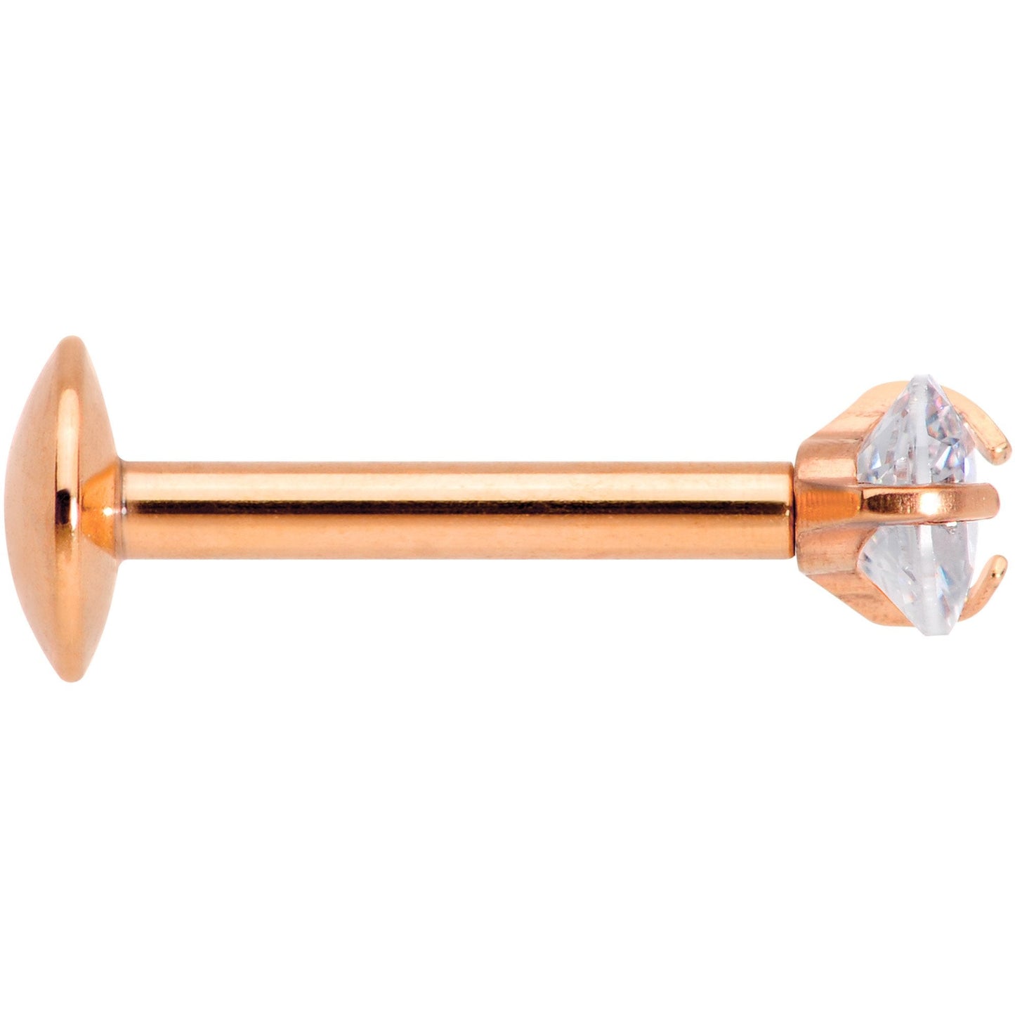 5/16 Clear Heart CZ Rose Gold PVD Internally Threaded Labret Monroe
