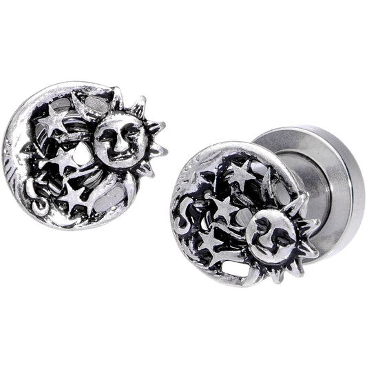 Cosmic Sun and Moon Screw Fit Tunnel Plug Set 6mm to 25mm