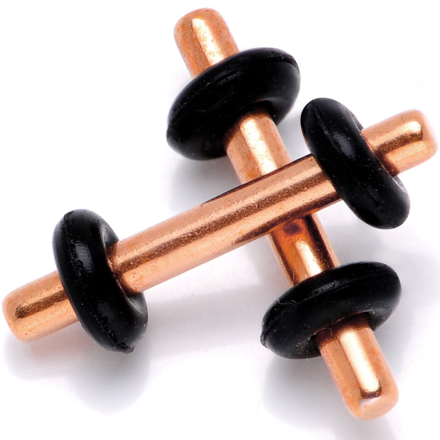 Rose Gold Tone Anodized Titanium Micro Straight Plug Set 14G to 12G