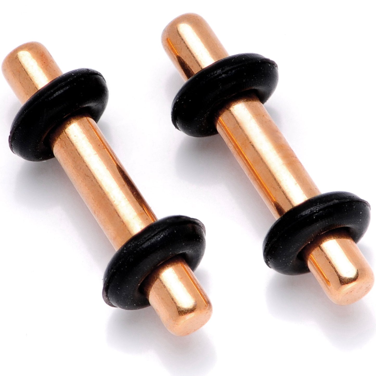 Rose Gold Tone Anodized Titanium Micro Straight Plug Set 14G to 12G