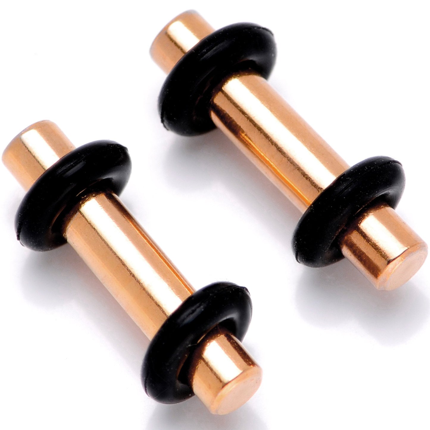 Rose Gold Tone Anodized Titanium Micro Straight Plug Set 14G to 12G