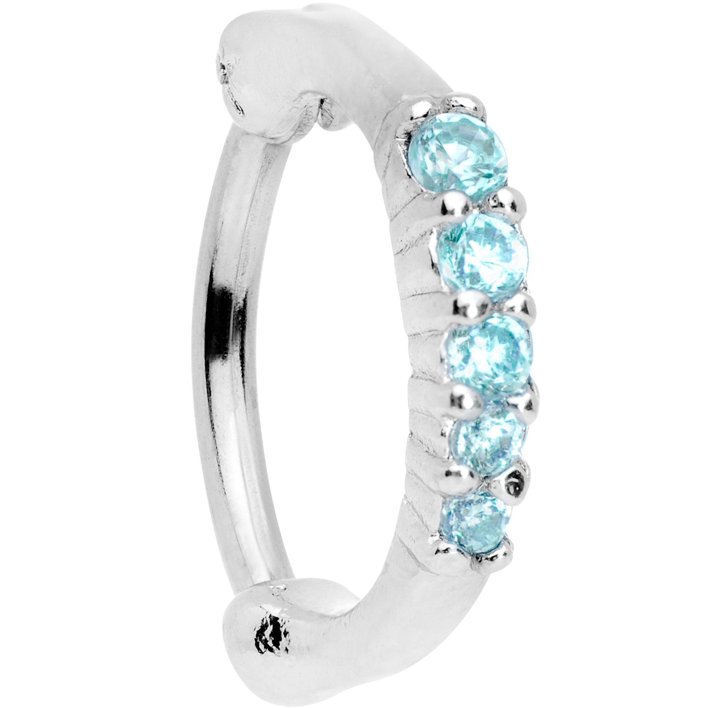 16G 5/16 Aqua Gem Curved Hinged Cartilage Clicker