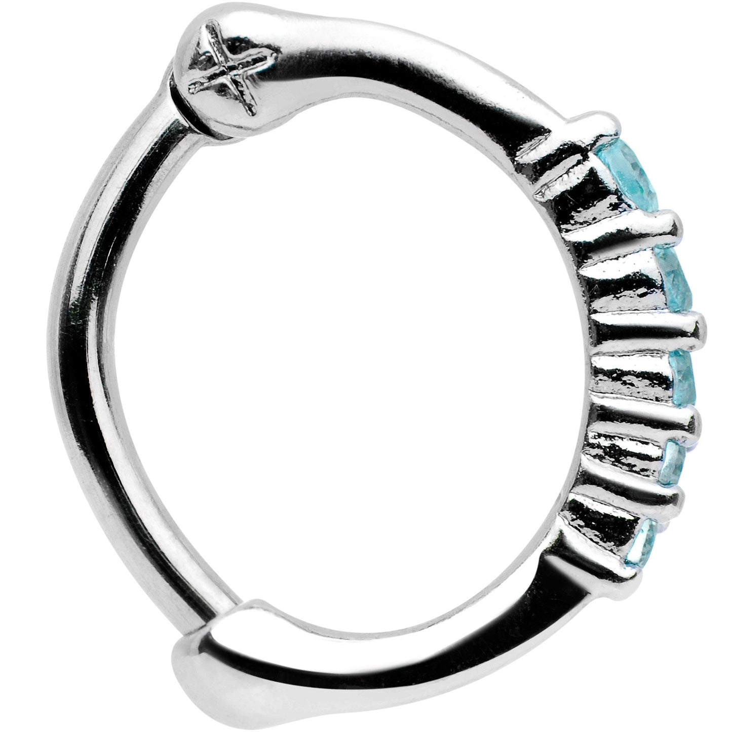 16G 5/16 Aqua Gem Curved Hinged Cartilage Clicker