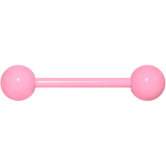 14G 5/8 Pink Acrylic Over Steel Tongue Ring