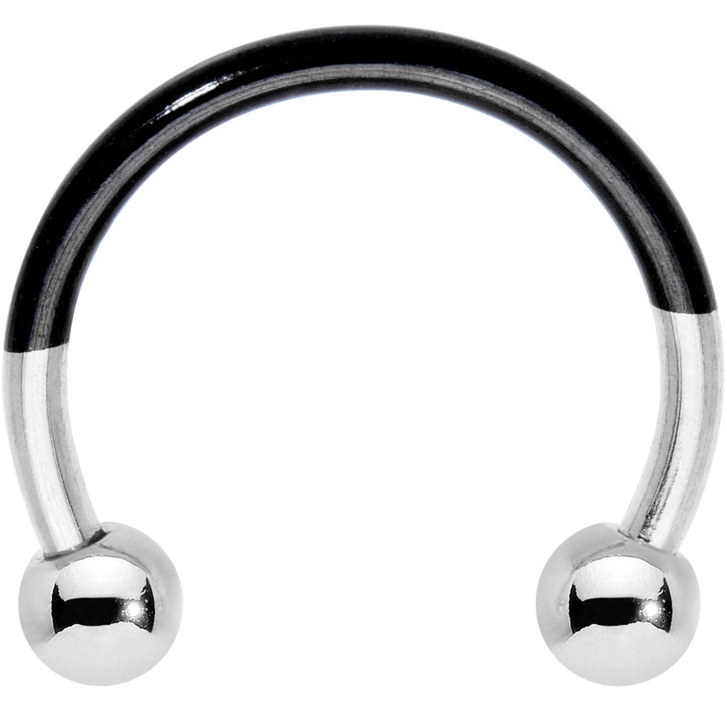 16G 3/8 Steel Black Two Tone Horseshoe Circular Barbell