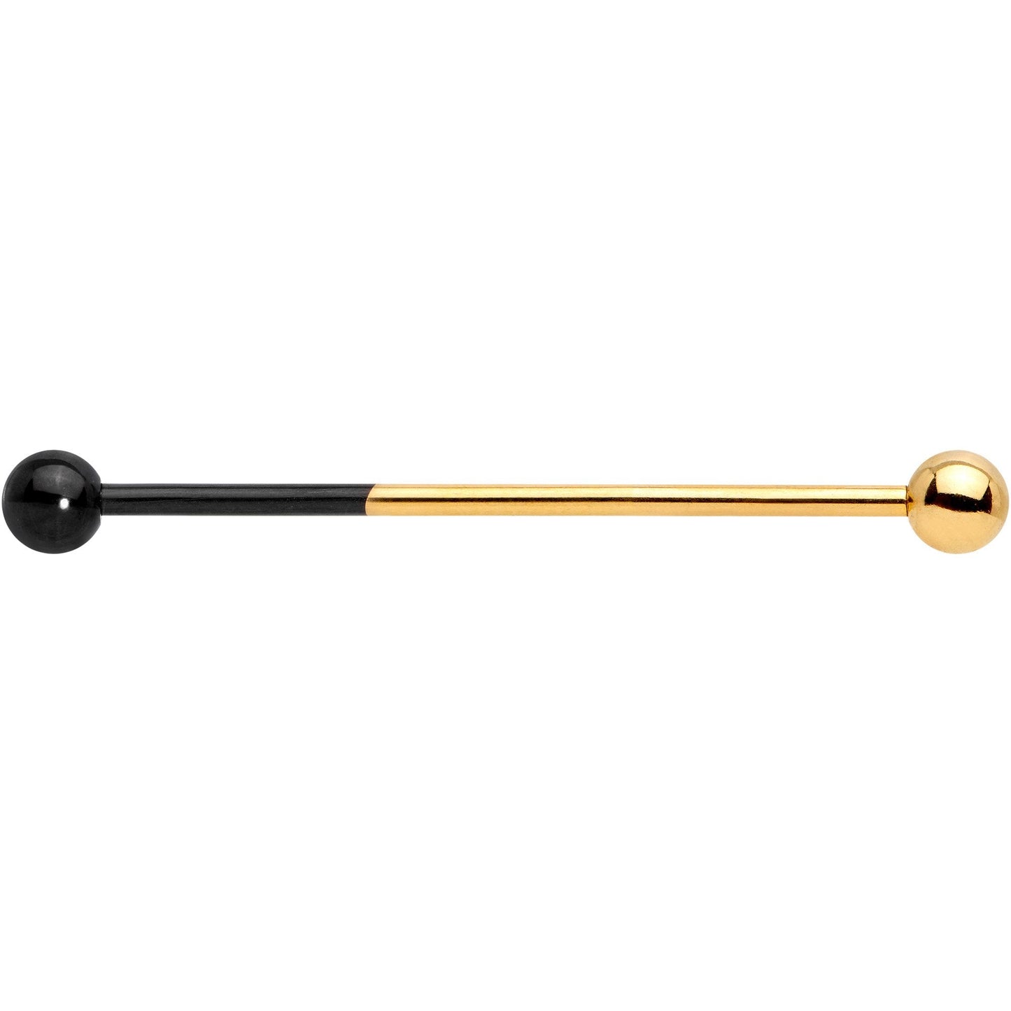 14G Black and Gold Tone Two Tone Industrial Barbell 38mm