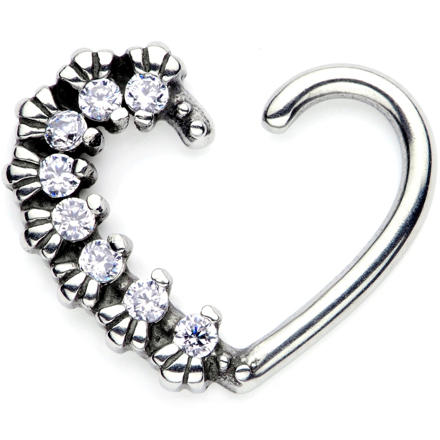 16G 3/8 Clear CZ Gem Octet Right Heart Closure Ring