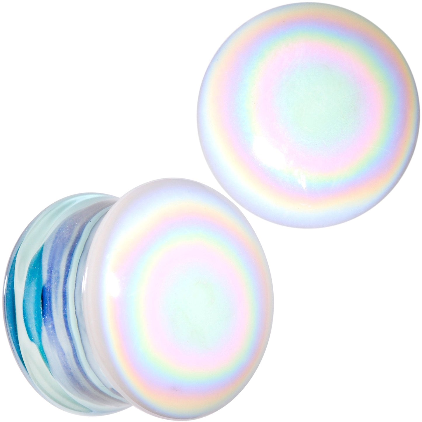 White Glass Radical Radiance Double Flare Plug Set 5mm to 19mm