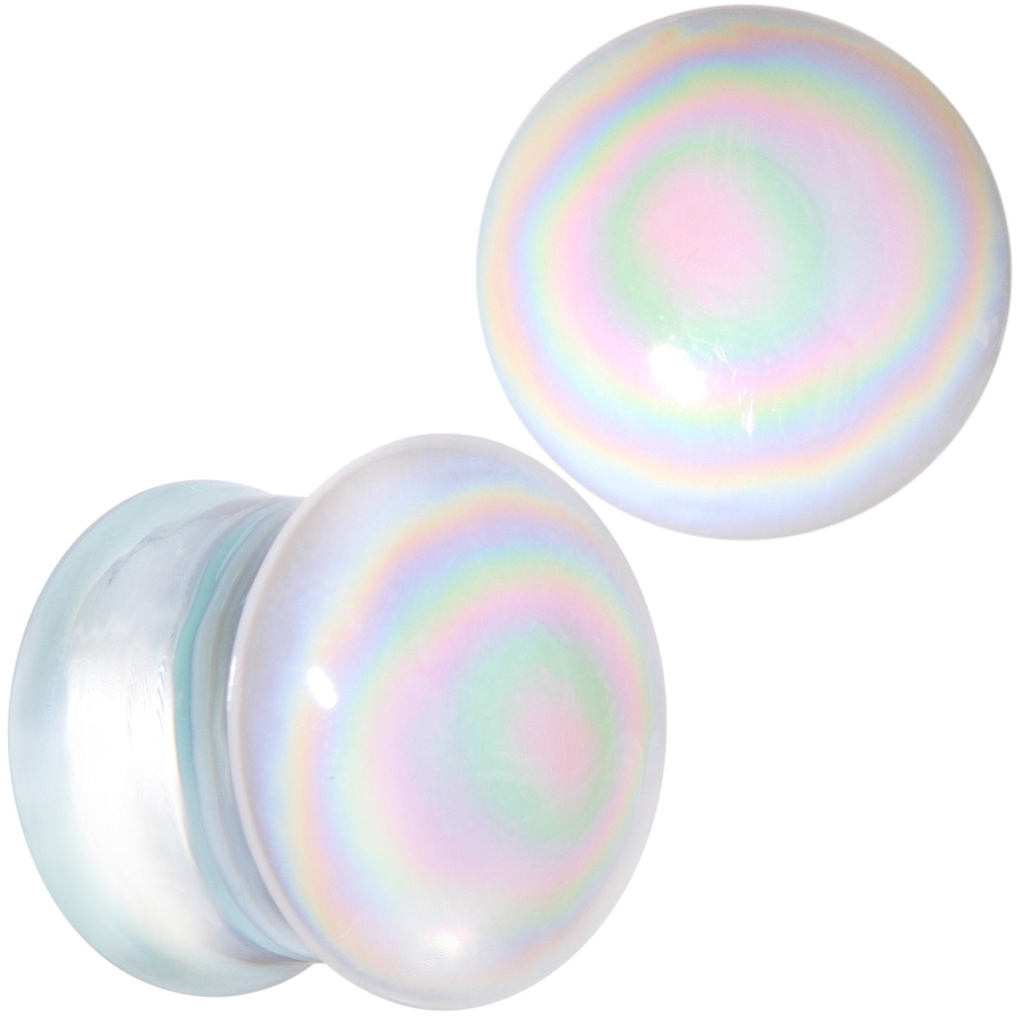 White Glass Radical Radiance Double Flare Plug Set 5mm to 19mm