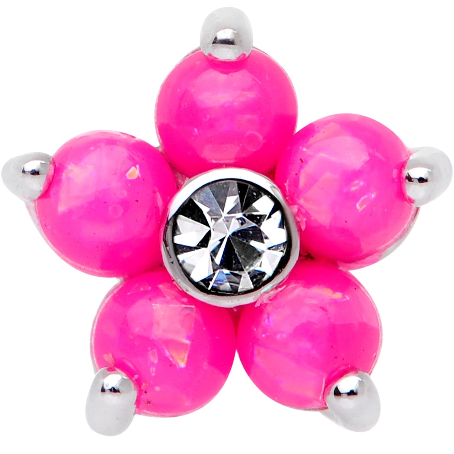 16G 5/16 Pink Faux Opal CZ Flower Cartilage Tragus