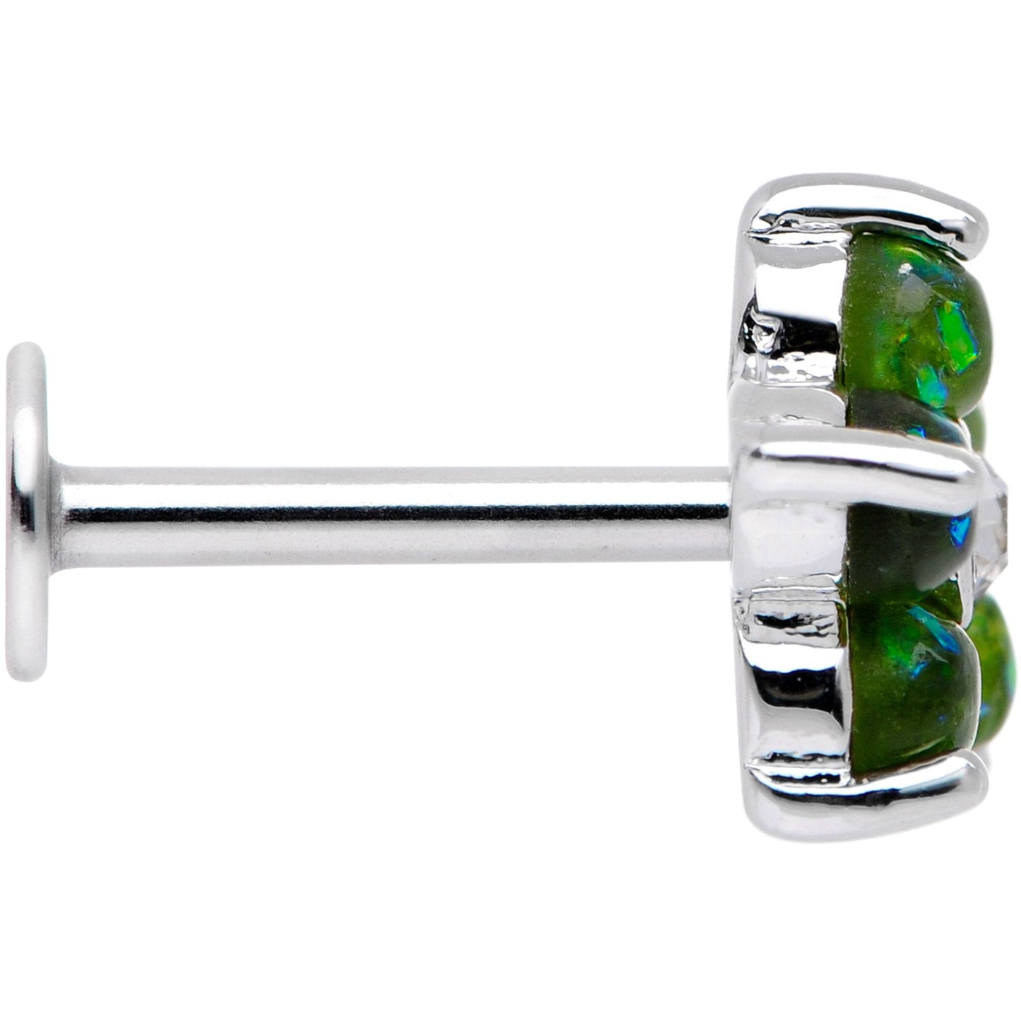 16G 5/16 Green Faux Opal CZ Flower Cartilage Tragus