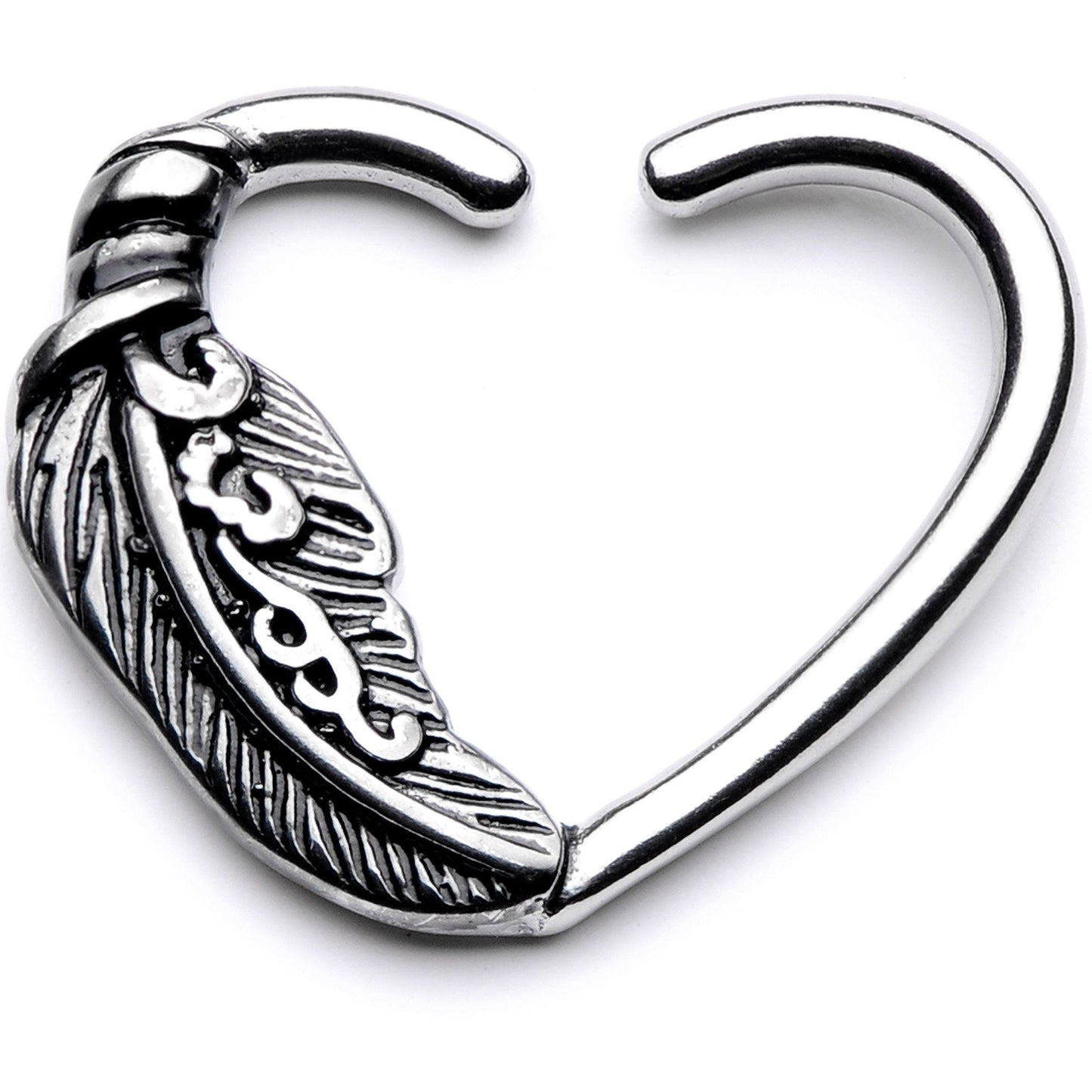 16G 3/8 Feather Love Right Heart Closure Ring