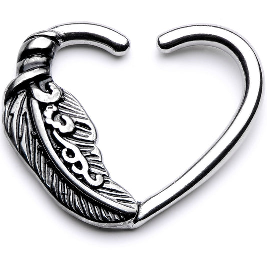 16G 3/8 Feather Love Right Heart Closure Ring