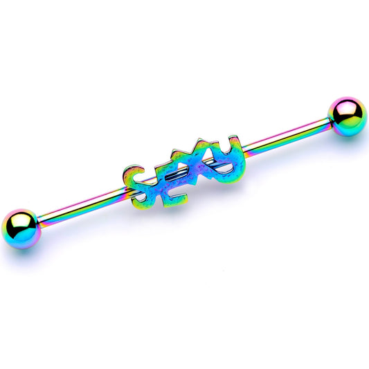 Rainbow Anodized Sexy Industrial Barbell 38mm
