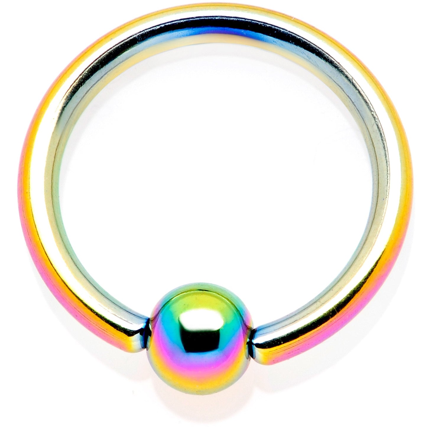 16G 5/16 Rainbow Anodized BCR Captive Ring
