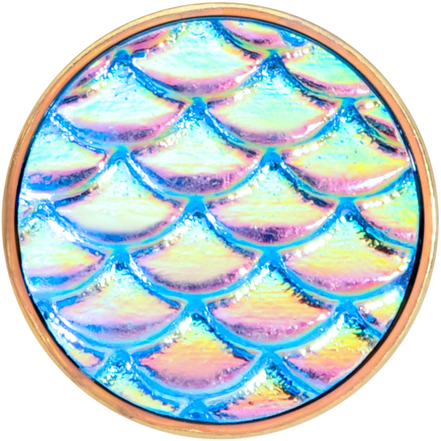 Rose Gold PVD Aqua Mermaid Scale Barbell Tongue Ring