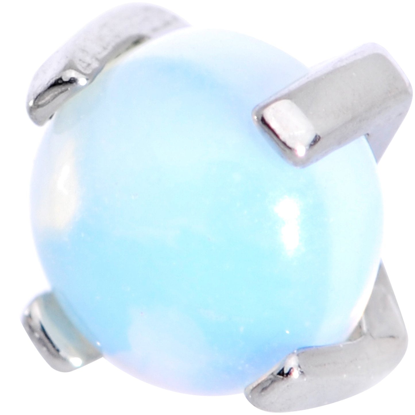 16G 5/16 White Opalite Internally Threaded Labret Monroe Tragus