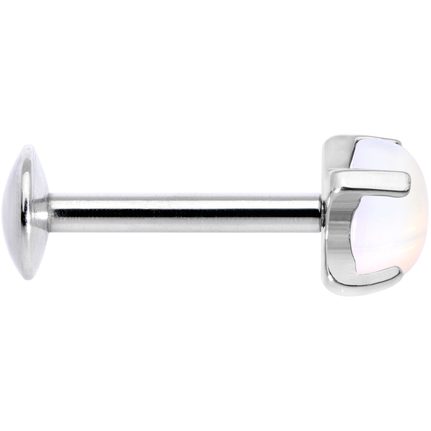 16G 5/16 White Opalite Internally Threaded Labret Monroe Tragus