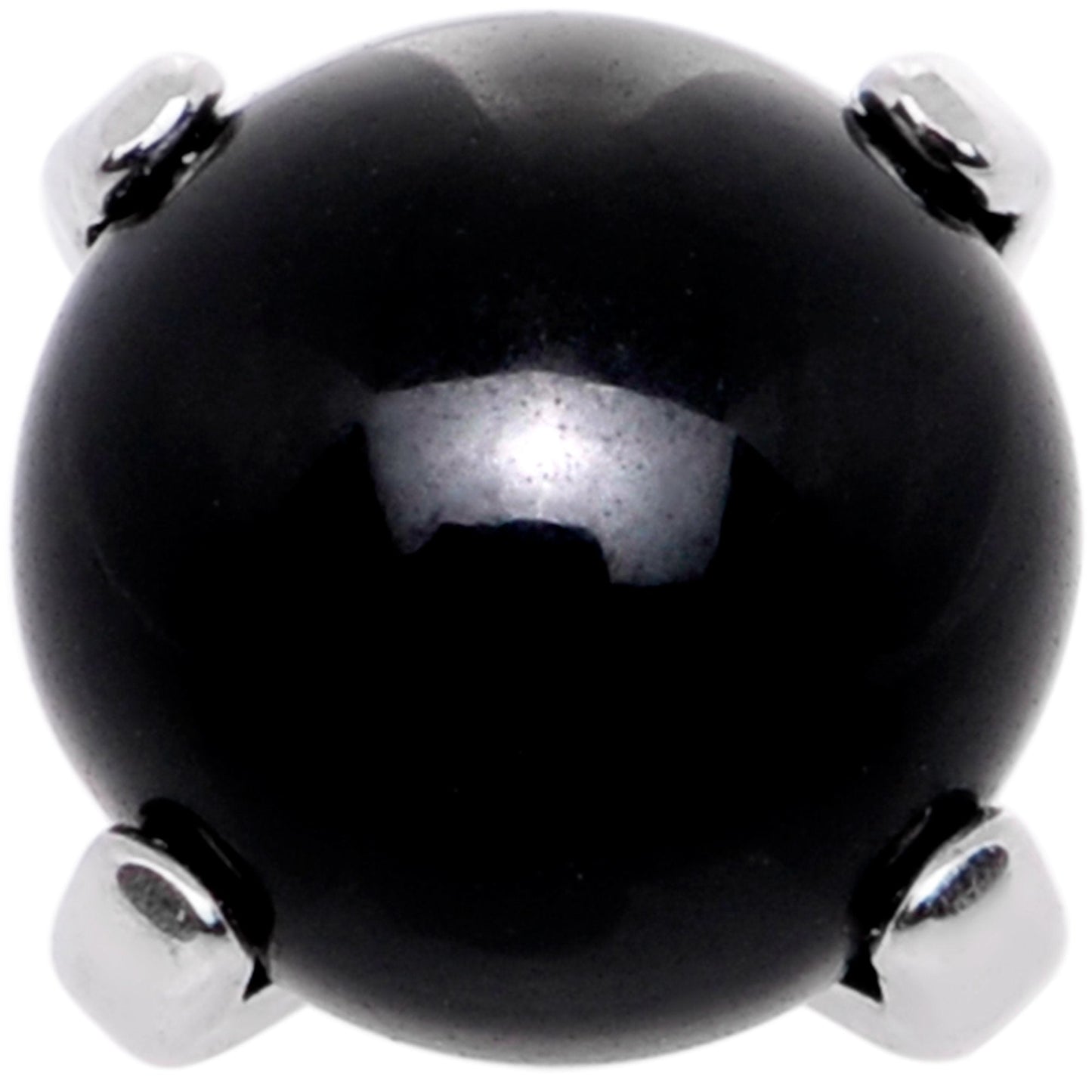 14G Natural Black Agate Externally Threaded Dermal Anchor Top