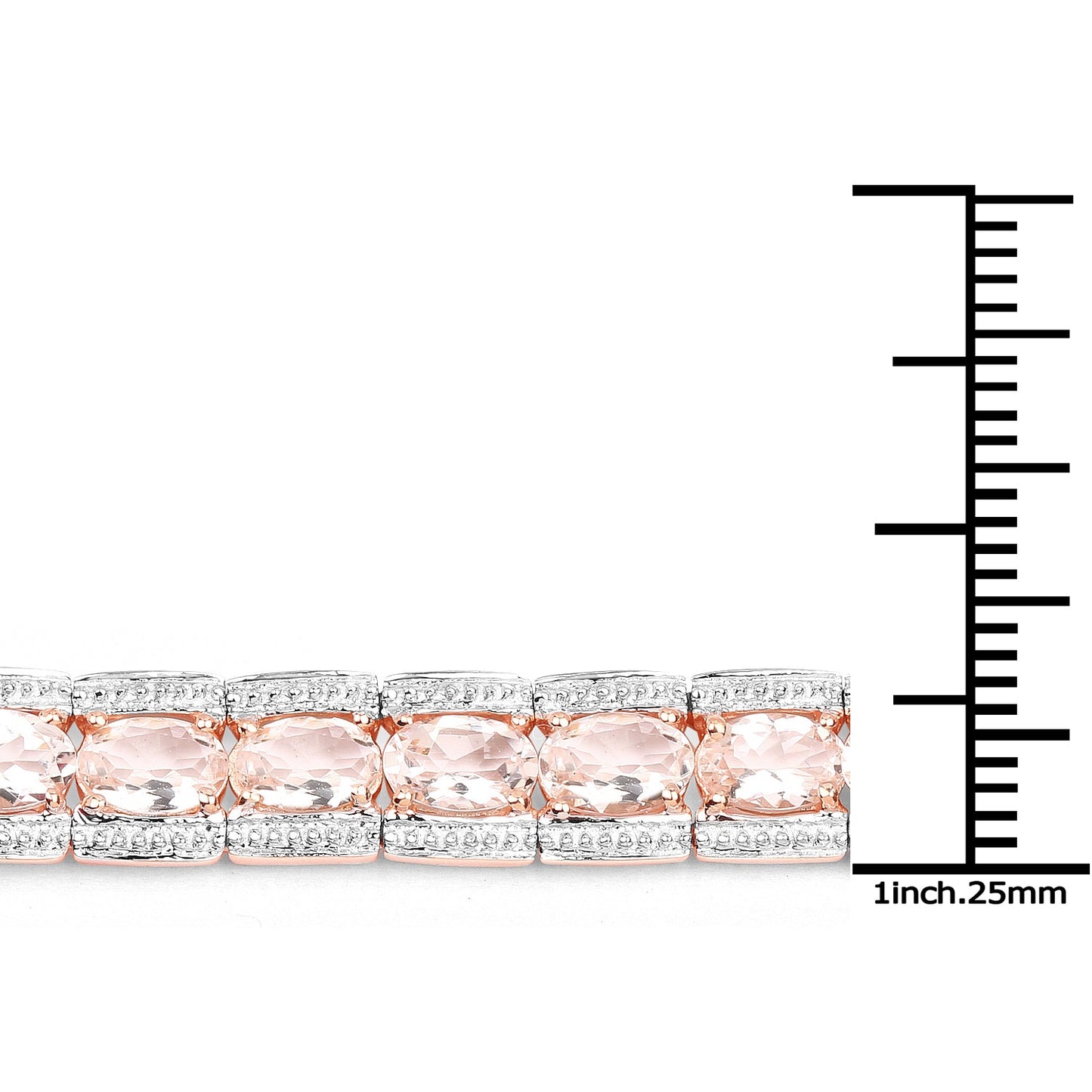 18K Rose Gold Plated 11.60 Carat Genuine Morganite .925 Sterling Silver Bracelet