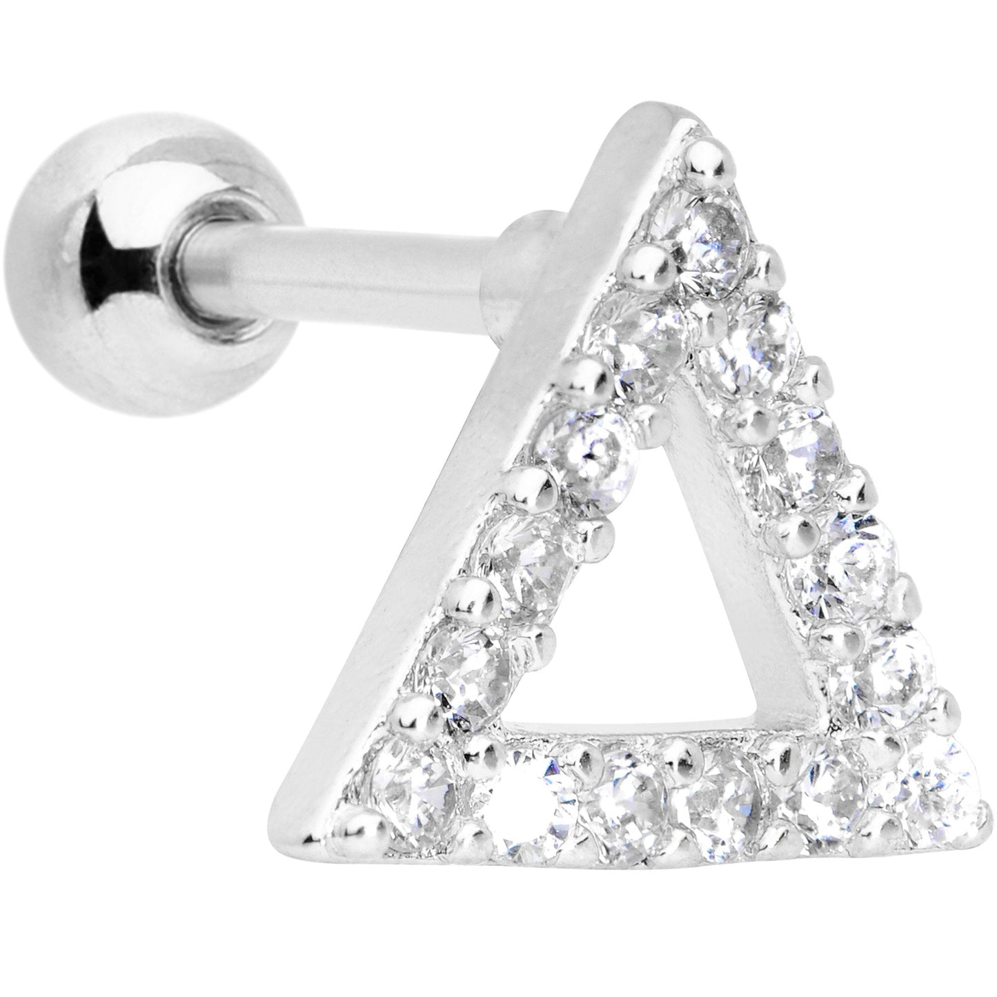 16G 1/4 Clear Gem Triangle Cartilage Tragus