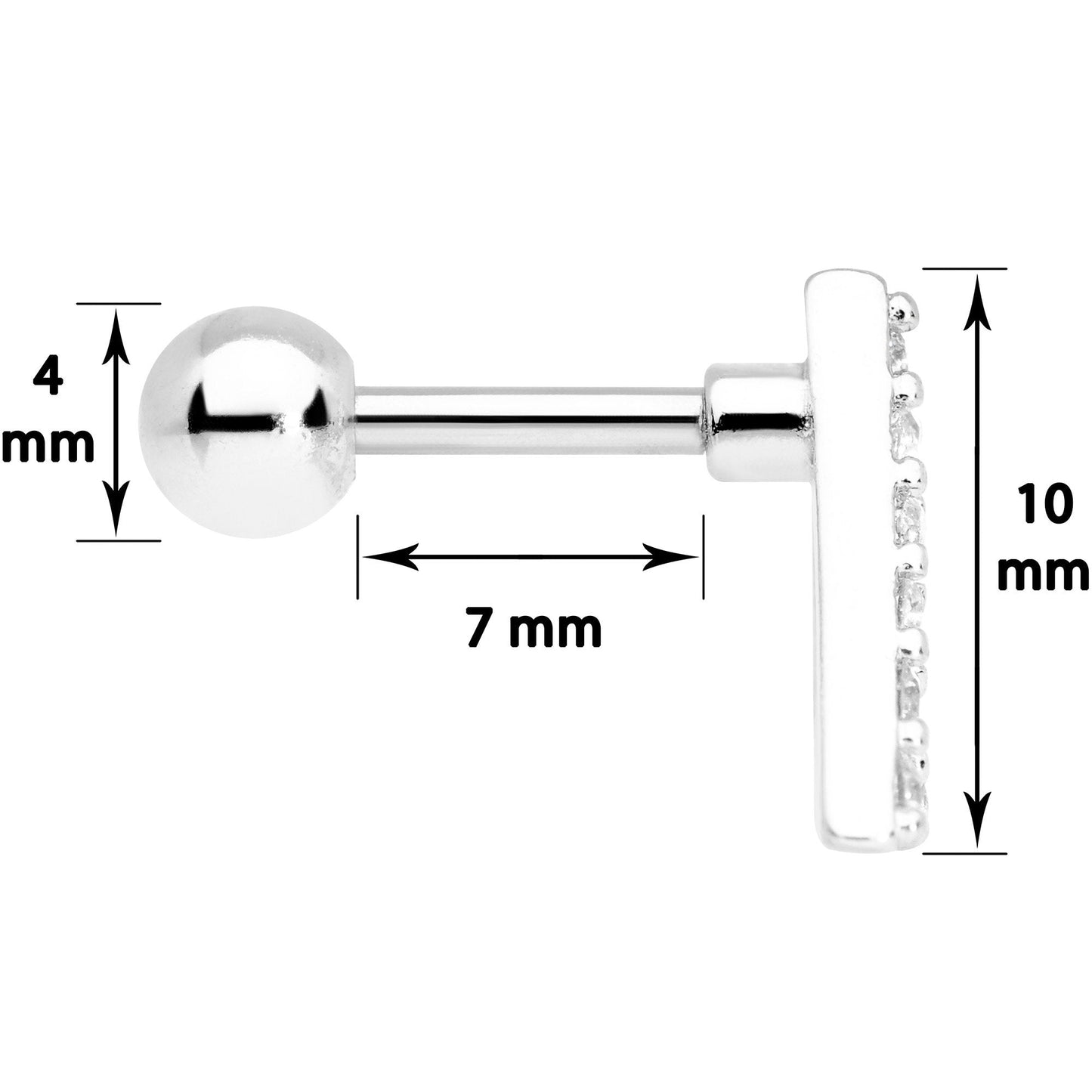 16G 1/4 Clear Gem Triangle Cartilage Tragus