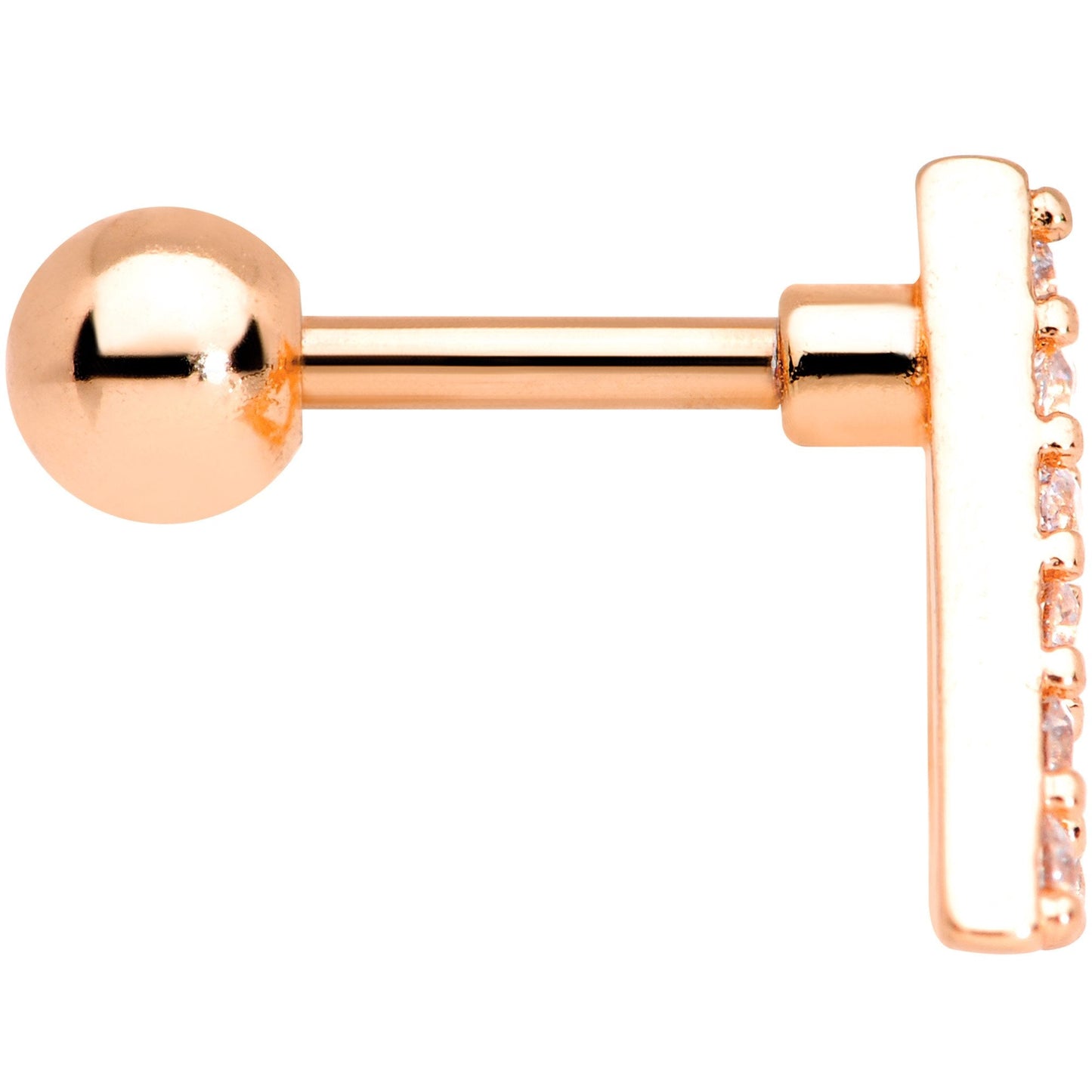 16G 1/4 Clear Gem Rose Gold Tone Triangle Cartilage Tragus