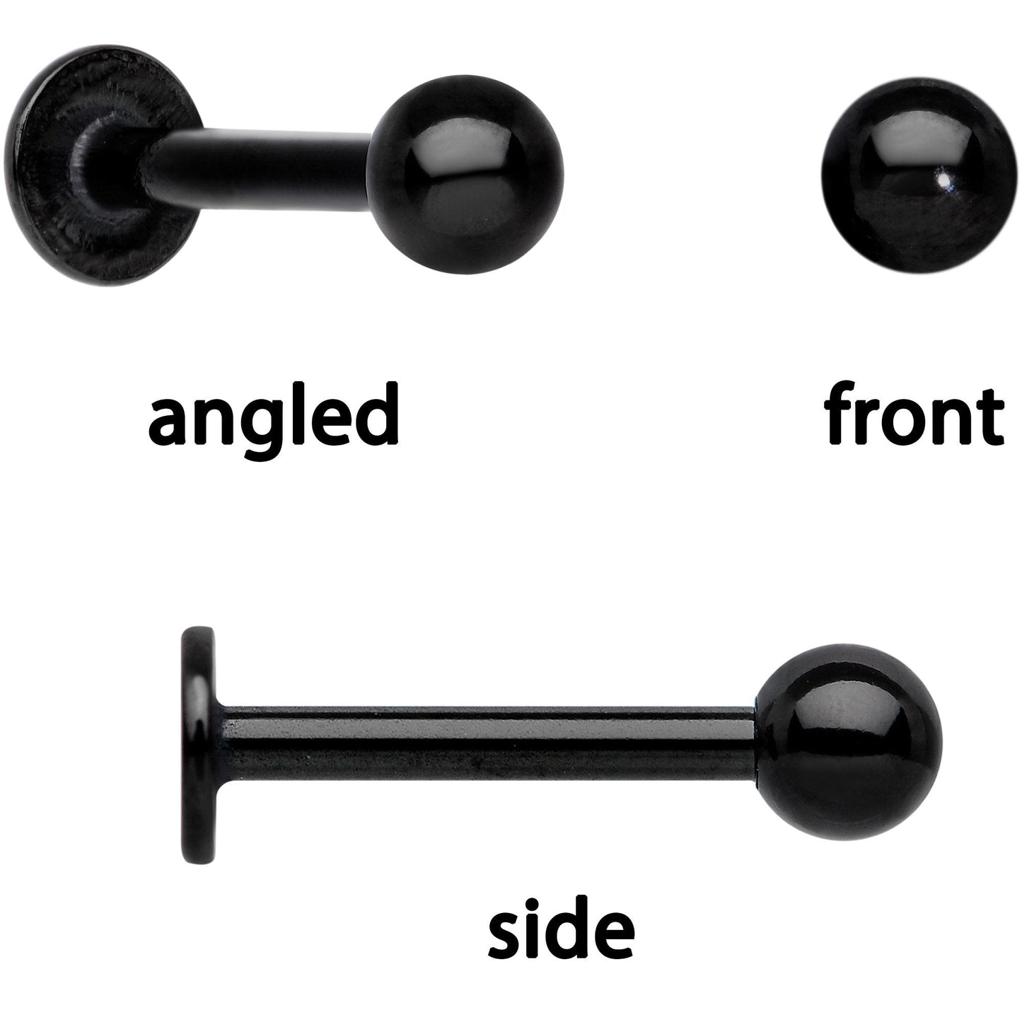 16G 1/4 Clear Gem Lotus Flower Black Cartilage Tragus Earring Set of 3