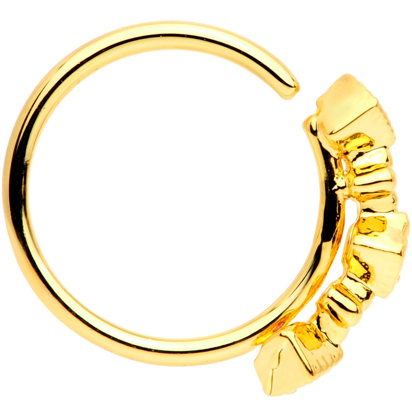 20G 5/16 Red Gem Gold Tone Flower Garden Seamless Circular Ring