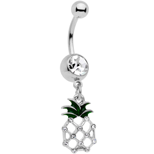 Clear Gem Tropical Treat Pineapple Dangle Belly Ring