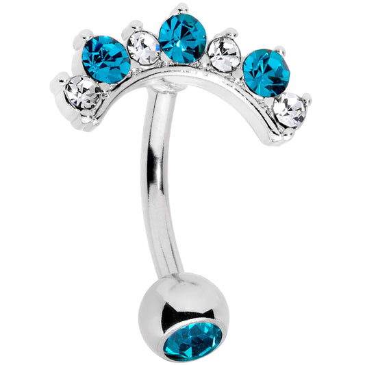 Aqua Clear CZ Gem Wave Of Glamour Belly Ring