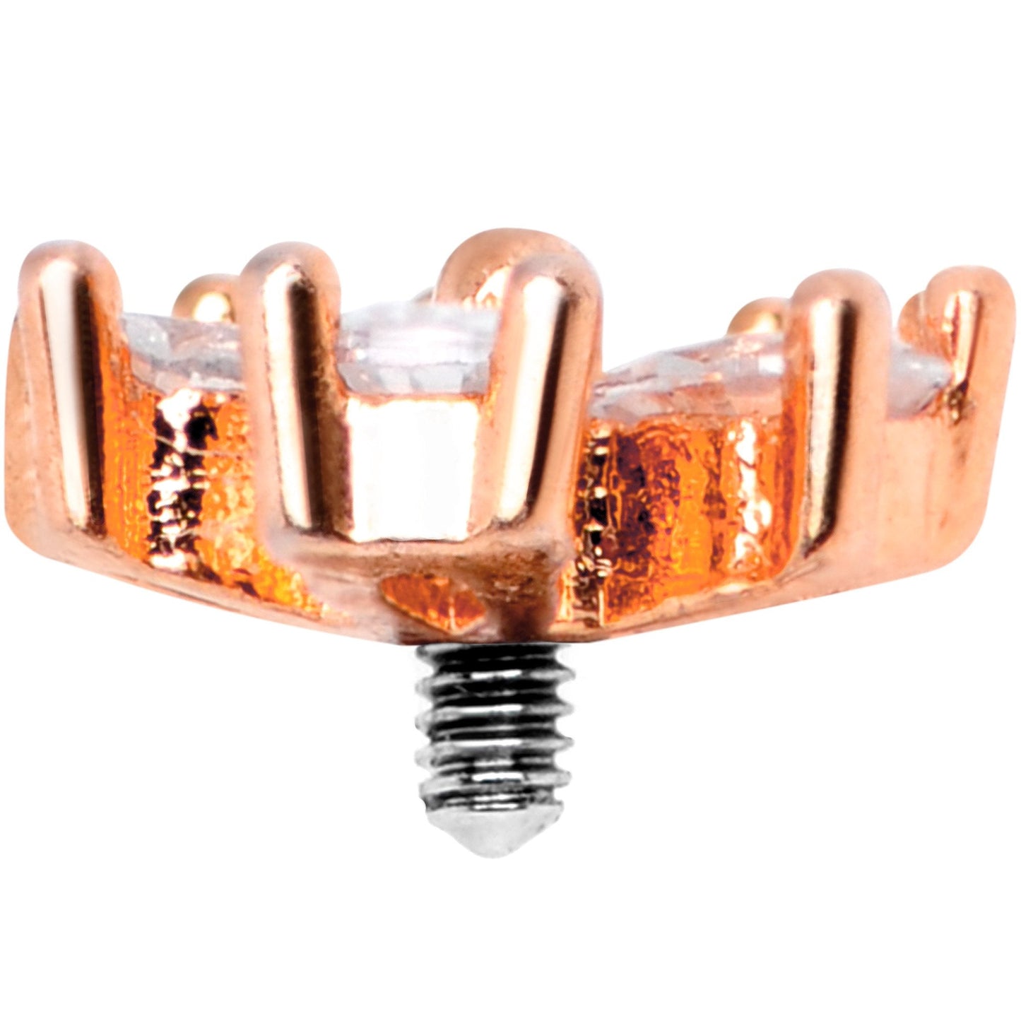 14G Clear CZ Gem Lovely Bloom Rose Gold Tone Dermal Anchor Top