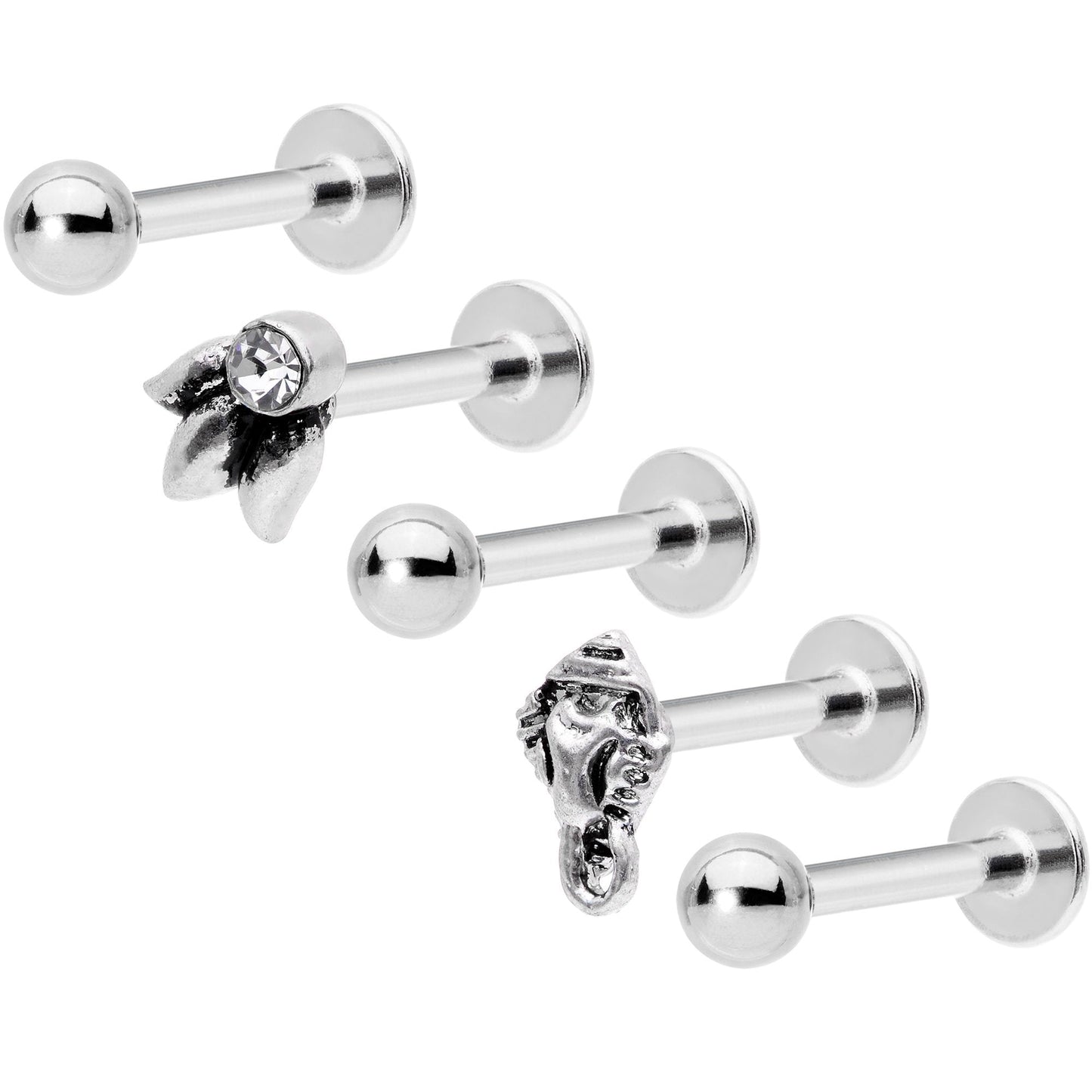 16G 5/16 Clear Gem Lotus Flower Elephant Cartilage Tragus Earring Set