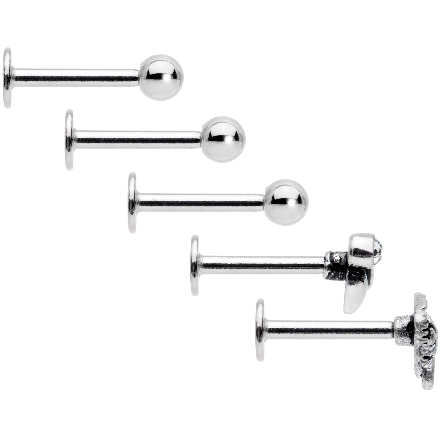 16G 5/16 Clear Gem Lotus Flower Elephant Cartilage Tragus Earring Set