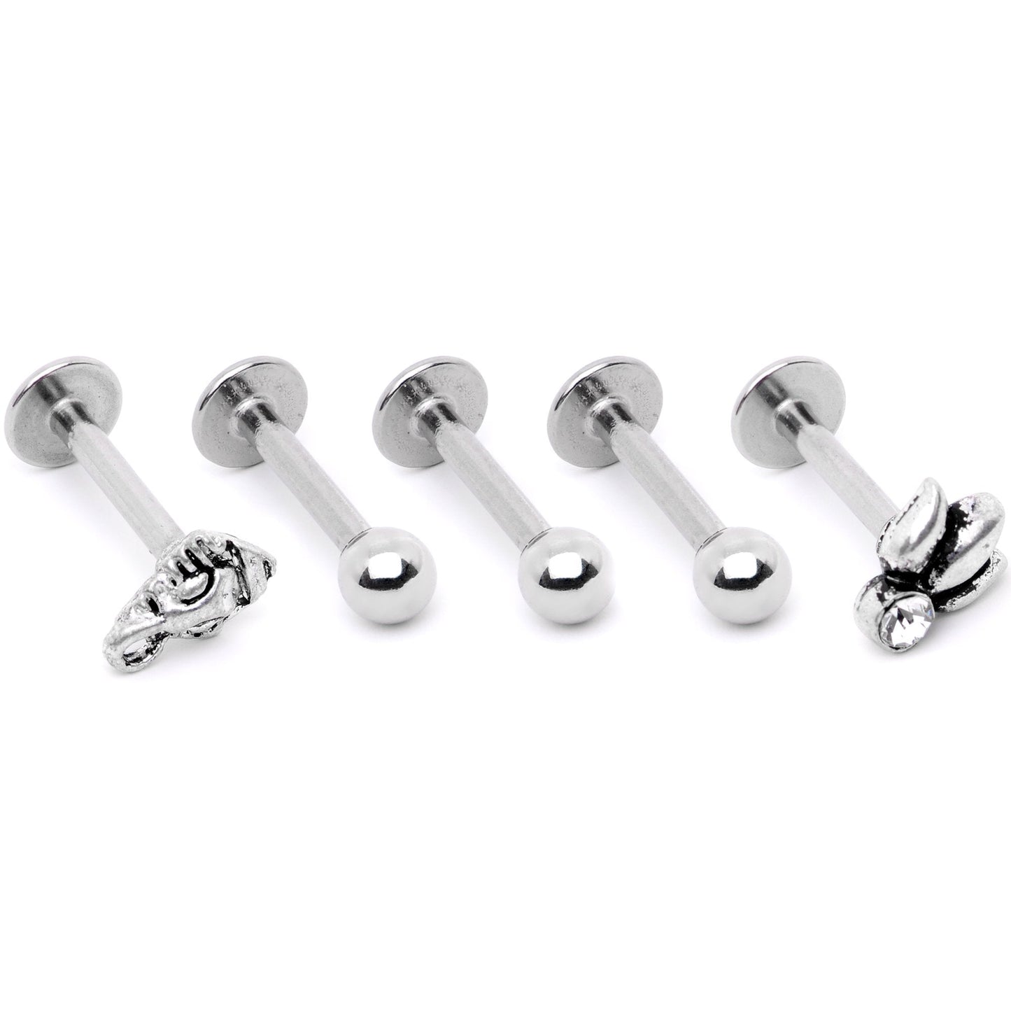 16G 5/16 Clear Gem Lotus Flower Elephant Cartilage Tragus Earring Set