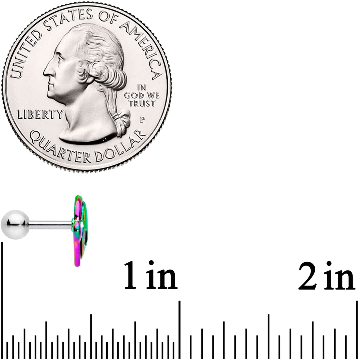 16G 1/4 Iridescent Creepy Space Alien Cartilage Tragus Earring