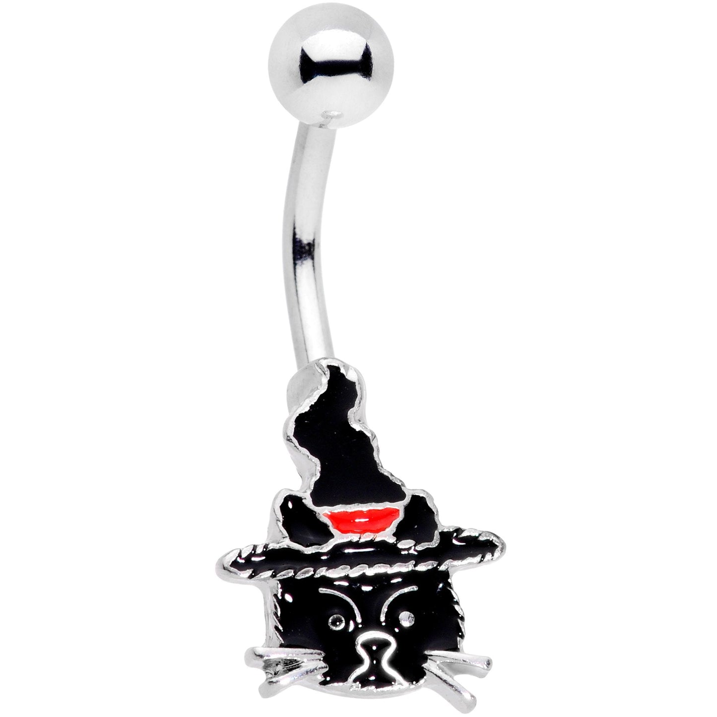 Halloween Witch Way Sassy Black Cat Belly Ring