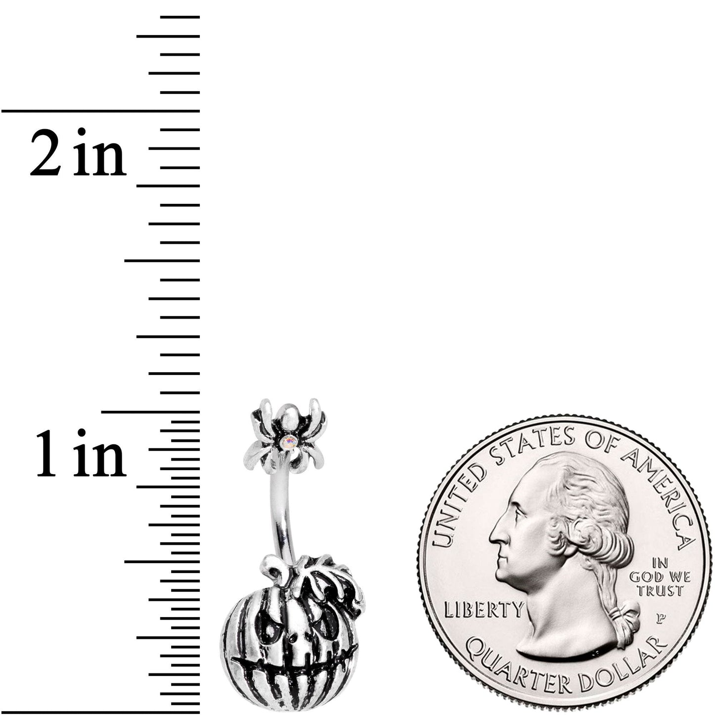 Scary Spider Jack O Lantern Double Mount Belly Ring