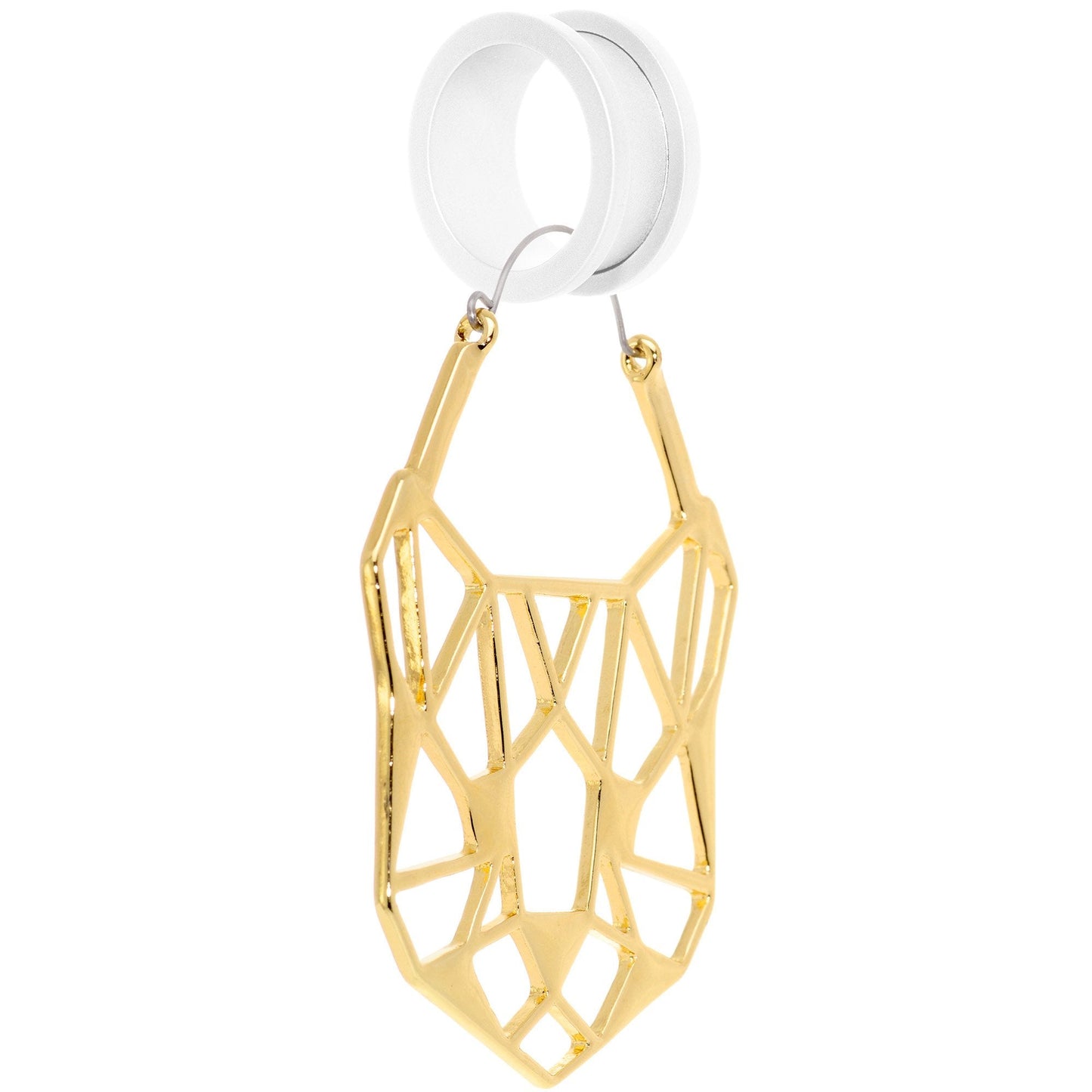 Gold Tone Geometric Cut Out Cat Panther Tunnel Plug Earrings