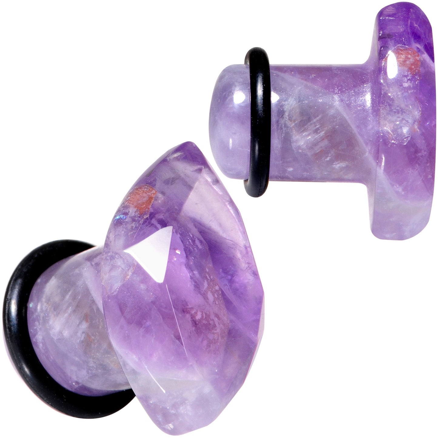 Purple Amethyst Faceted Single Flare Plug Set 6mm to 25mm Sizes