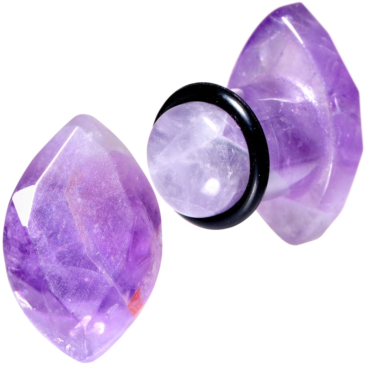 Purple Amethyst Faceted Single Flare Plug Set 6mm to 25mm Sizes