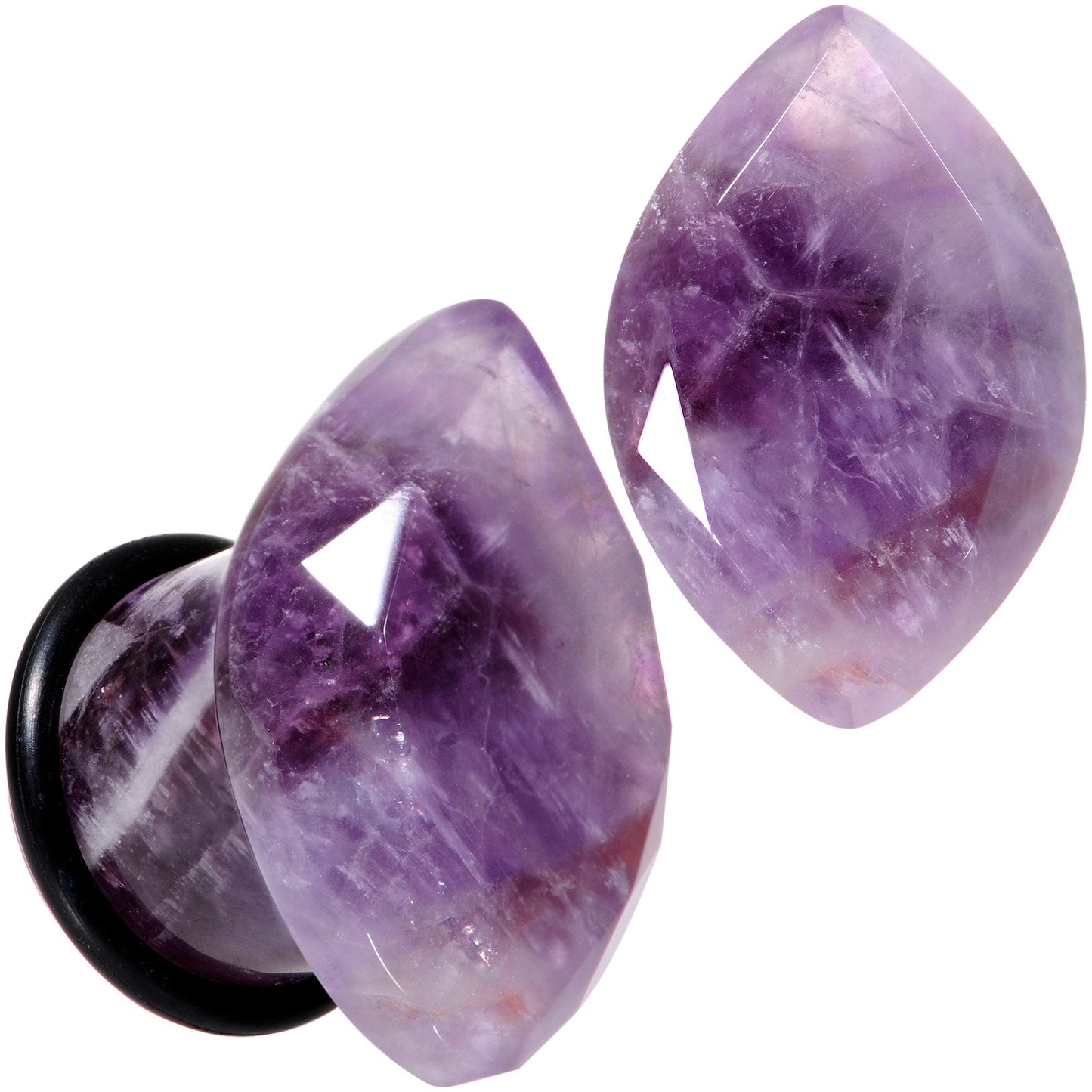 Purple Amethyst Faceted Single Flare Plug Set 6mm to 25mm Sizes