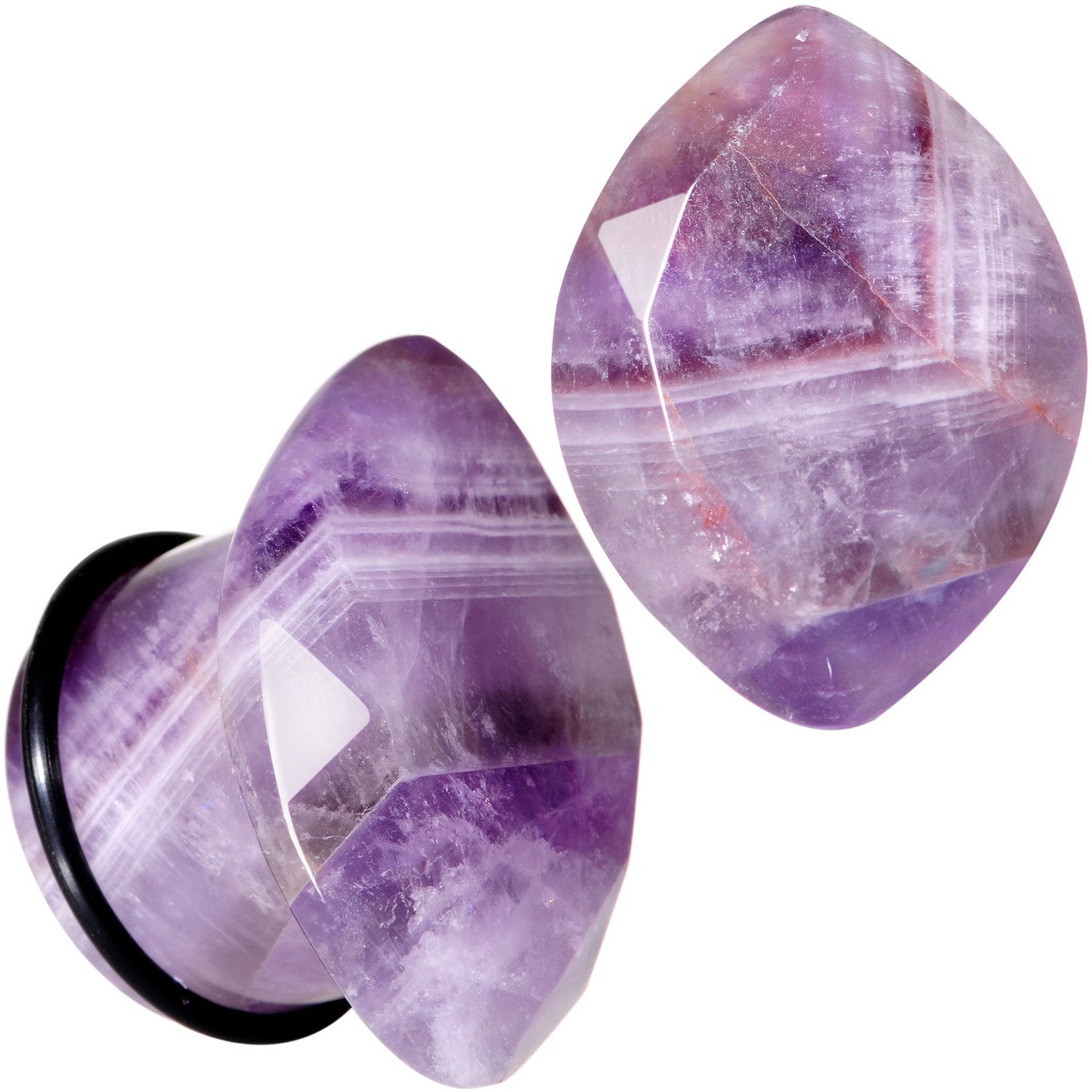 Purple Amethyst Faceted Single Flare Plug Set 6mm to 25mm Sizes