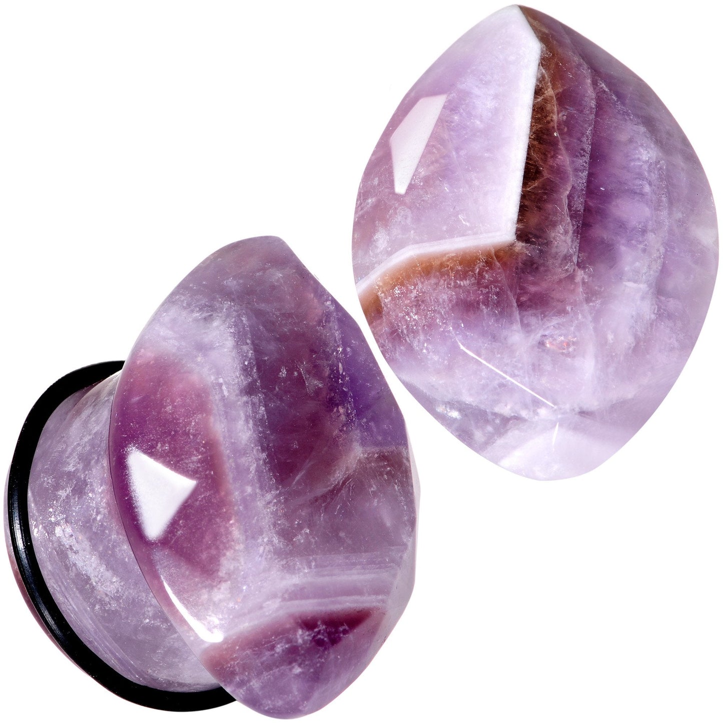 Purple Amethyst Faceted Single Flare Plug Set 6mm to 25mm Sizes
