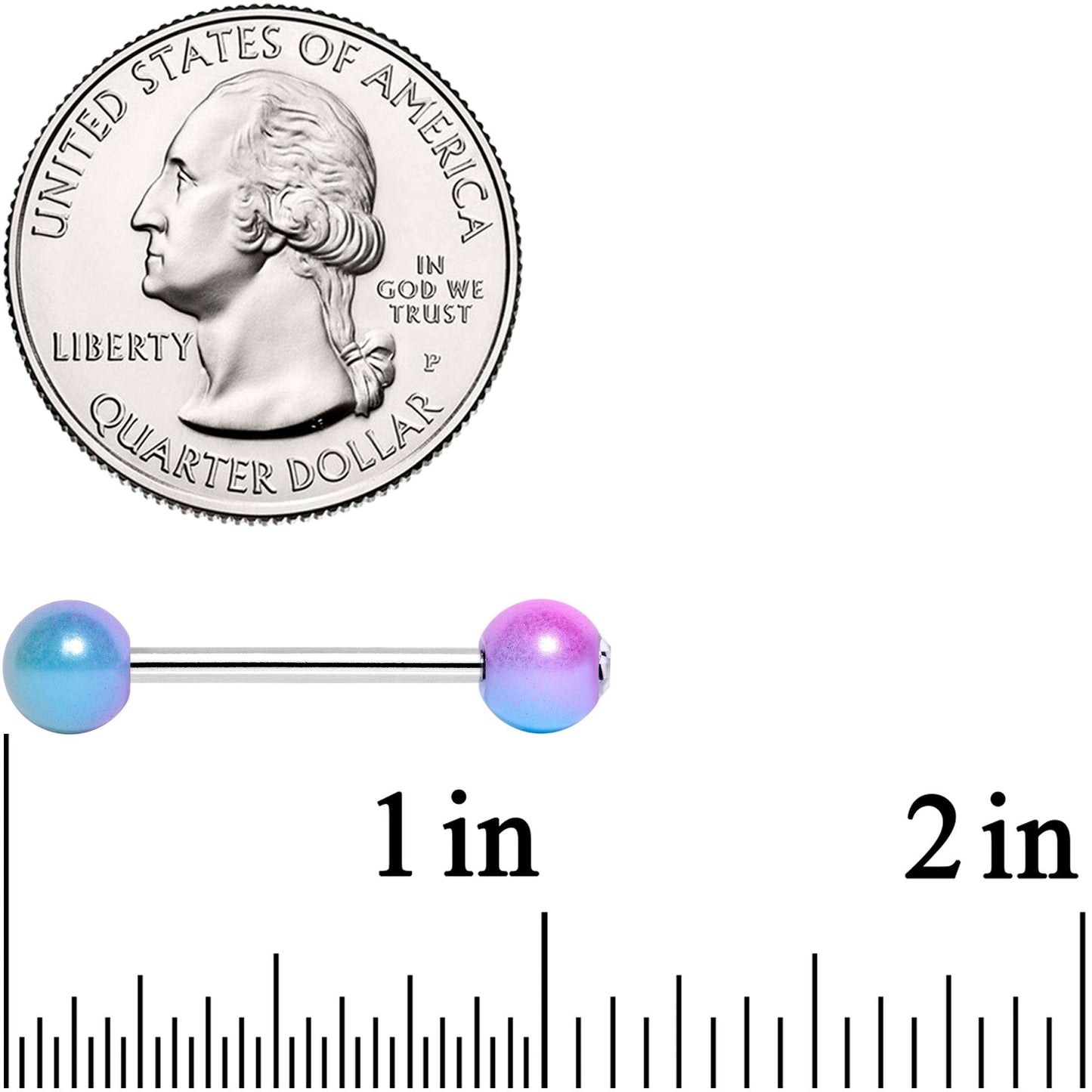 Clear Gem Blue Pink Pearlescent Barbell Tongue Ring