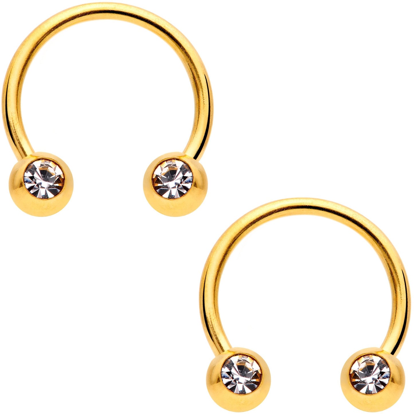 16G 3/8 Clear Gem Variety Horseshoe Nipple Ring Set of 6