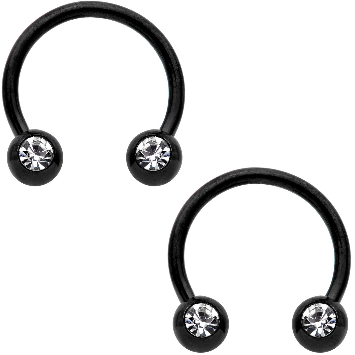 16G 3/8 Clear Gem Variety Horseshoe Nipple Ring Set of 6