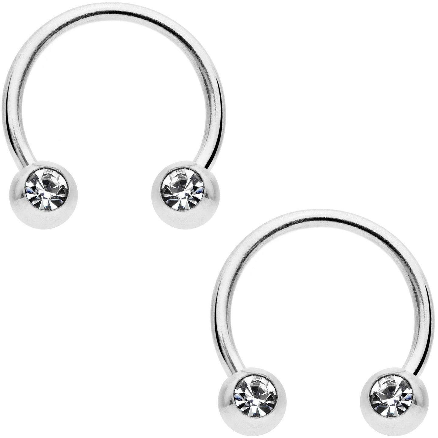 16G 3/8 Clear Gem Variety Horseshoe Nipple Ring Set of 6
