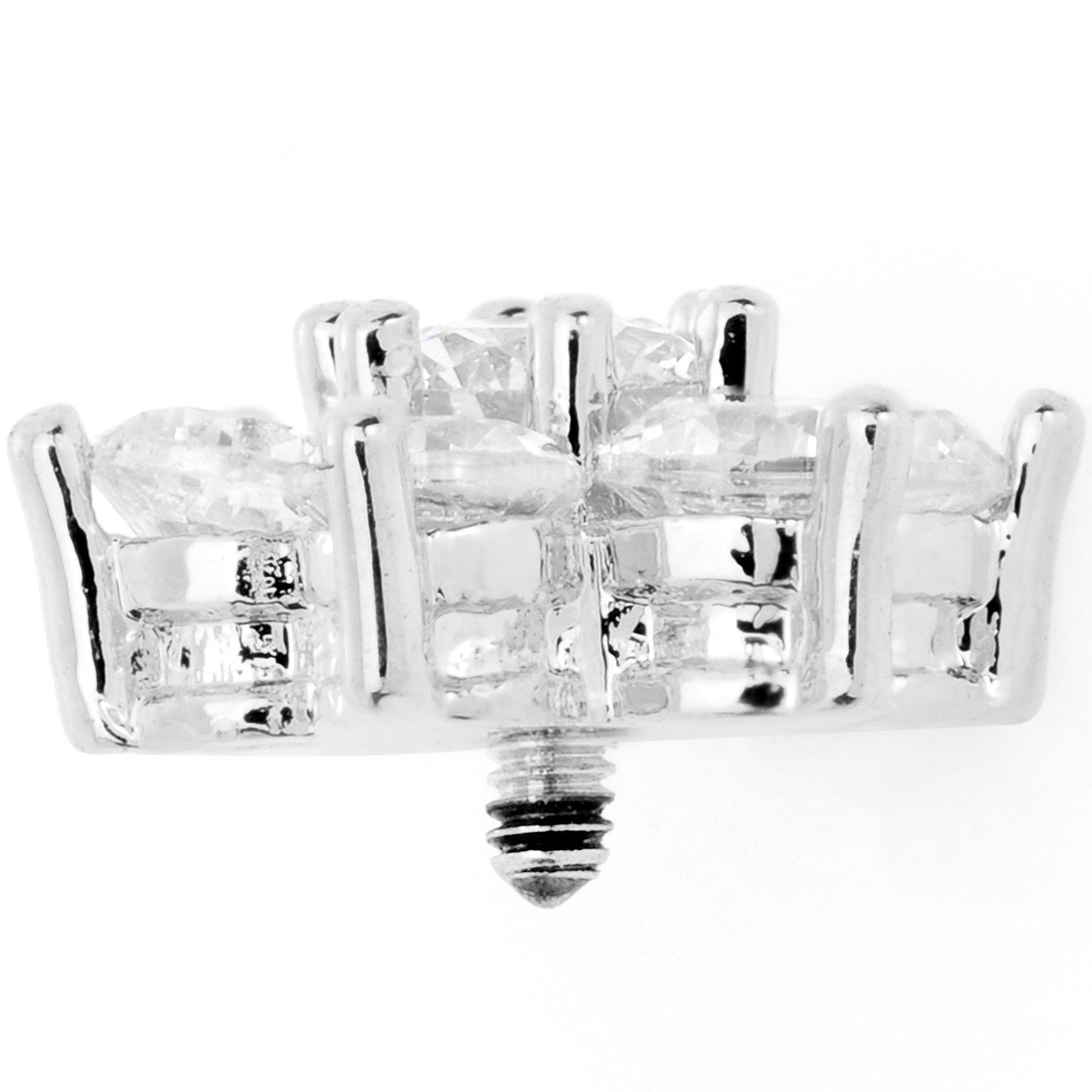 14G Clear Cubic Zirconia Gem Flower Dermal Anchor Top