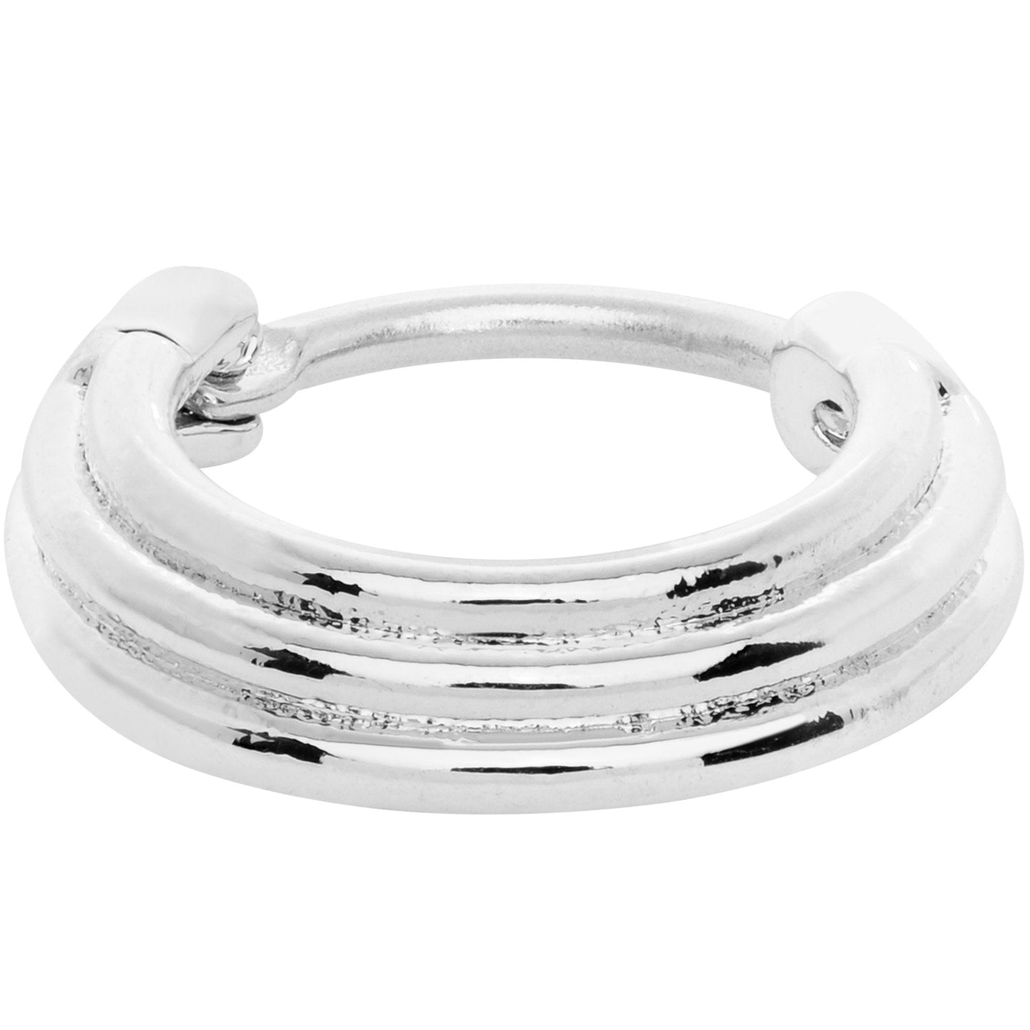 16G 3/8 Delicate Grooves Hinged Septum Ring